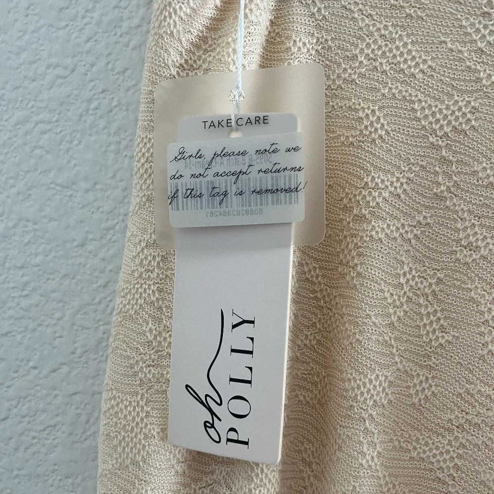 NWT OH POLLY | Zuni Lace Up Back High Waisted Flare Trousers in Cream | Size 10